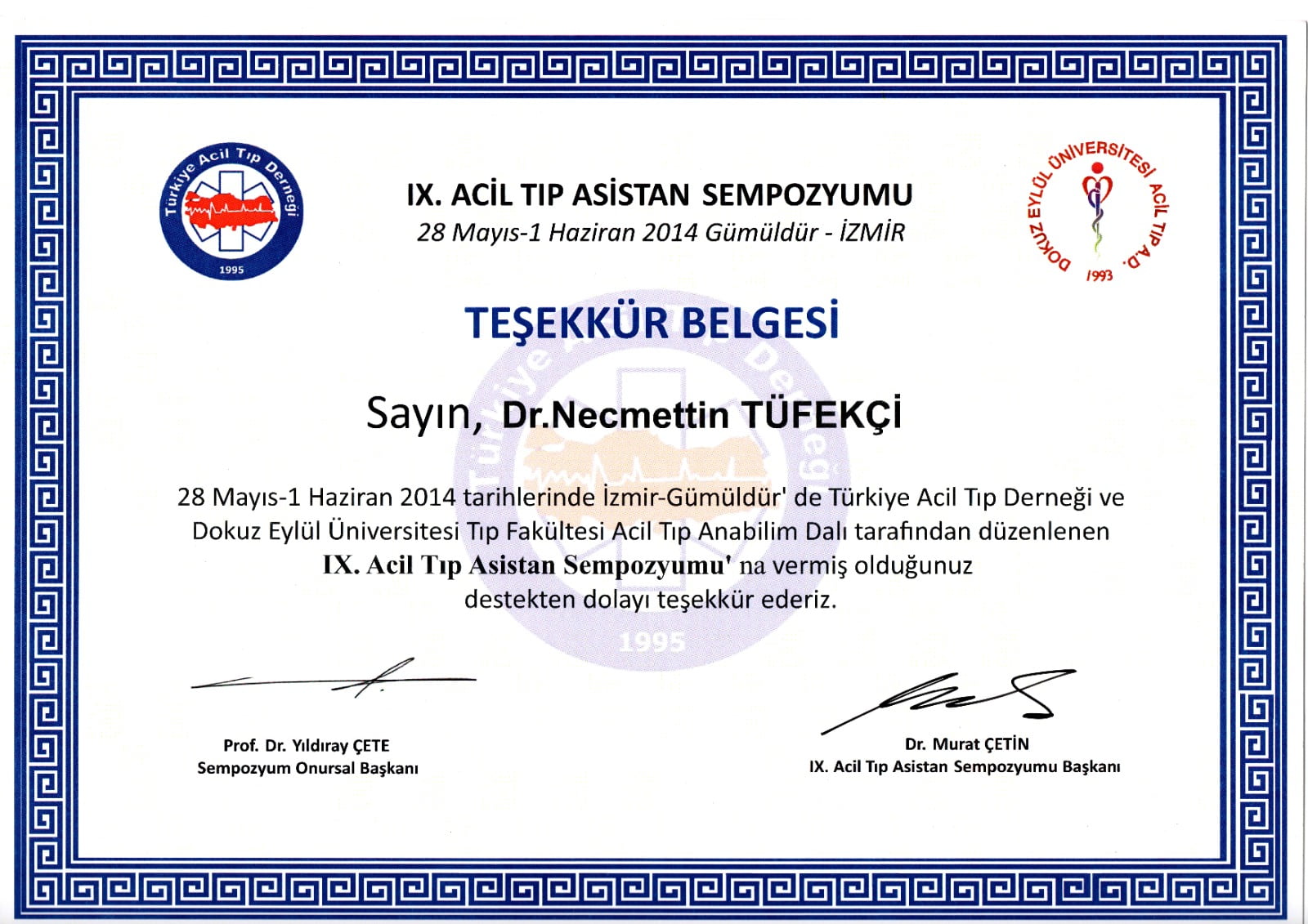 Acil Tıp Asistanlık Sertifikası