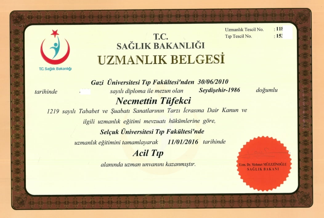 Acil Tıp Uzmanlık Diploması