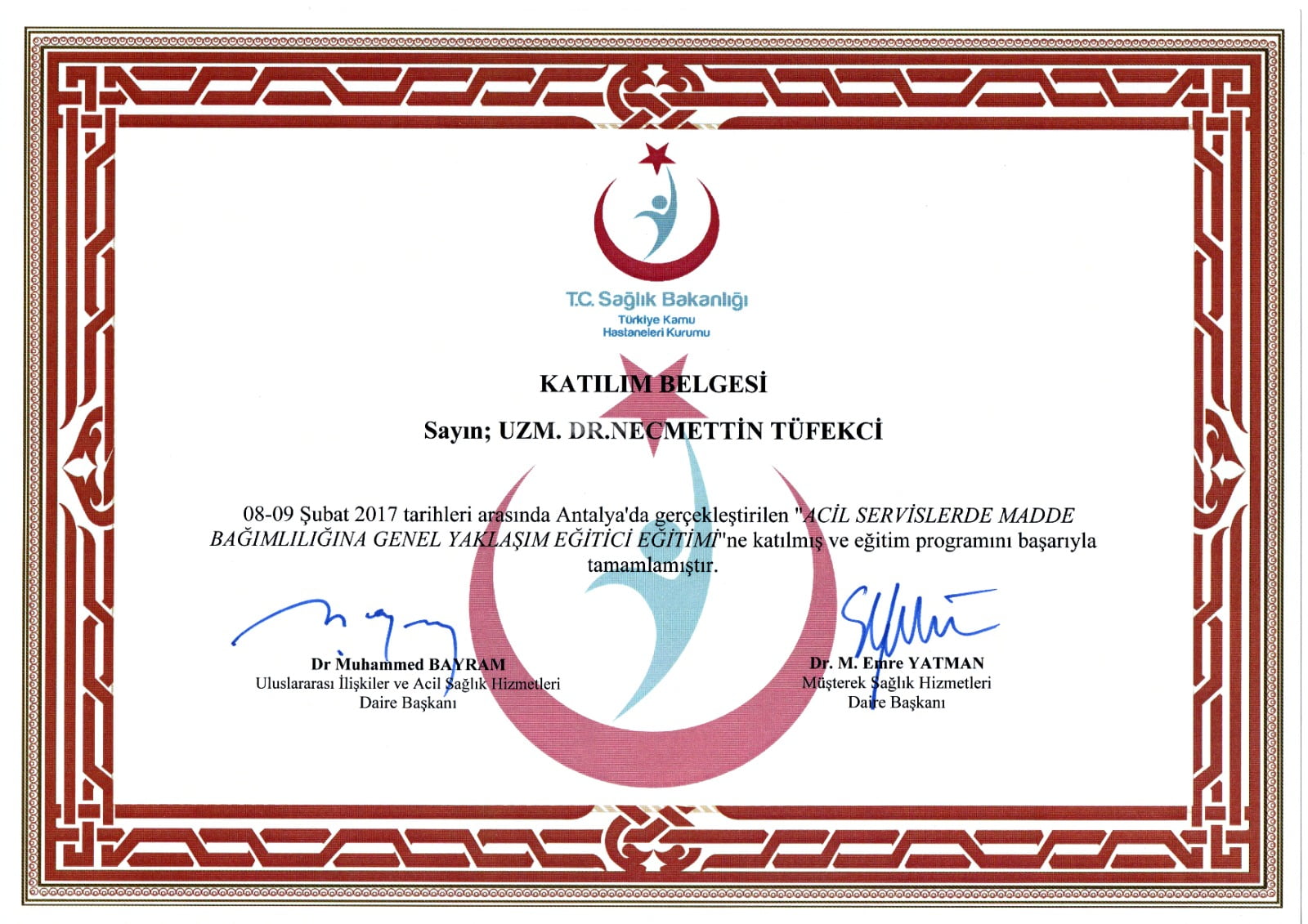 Madde Bağımlılığı Tedavisi Sertifikası